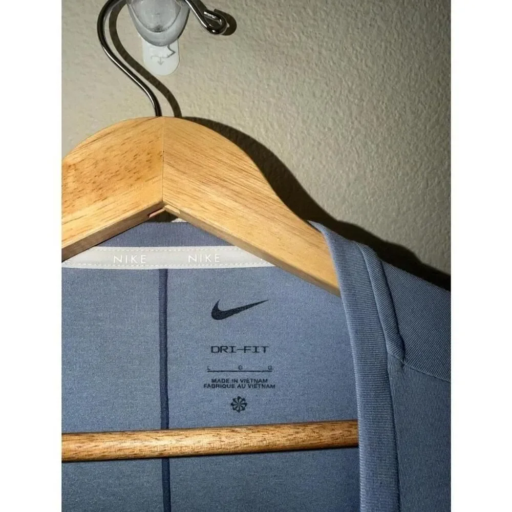 Nike Dri-FIT Womens L Blue Gray Long Sleeve Athletic Running Shirt
